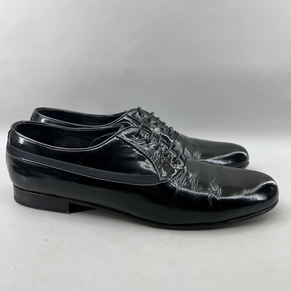 Mezlan Broadway Tuxedo Oxford Men Size 11 B Black Patent Leather Dress Shoes